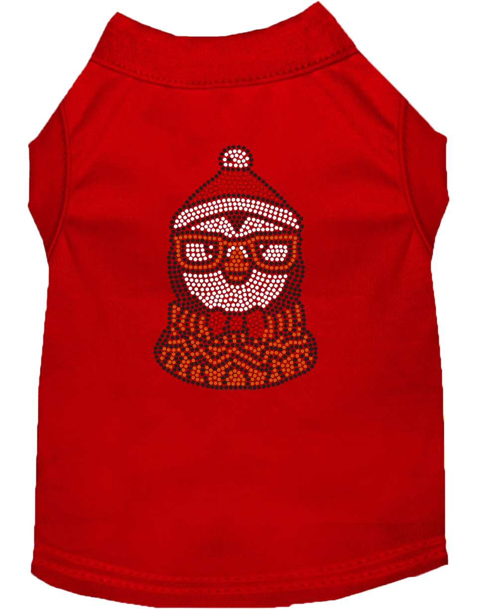 Hipster Penguin Rhinestone Dog Shirt Red Sm
